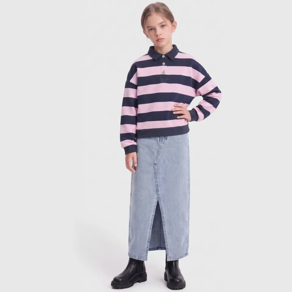 Only KIDS ONLY GIRL gestreepte sweater - donkerblauw/roze