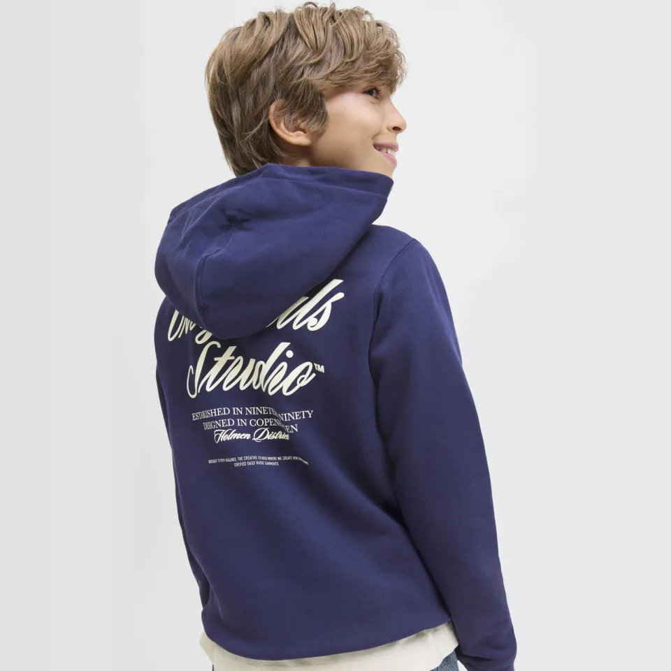 Jack & Jones JUNIOR hoodie met backprint donkerblauw, foto 4
