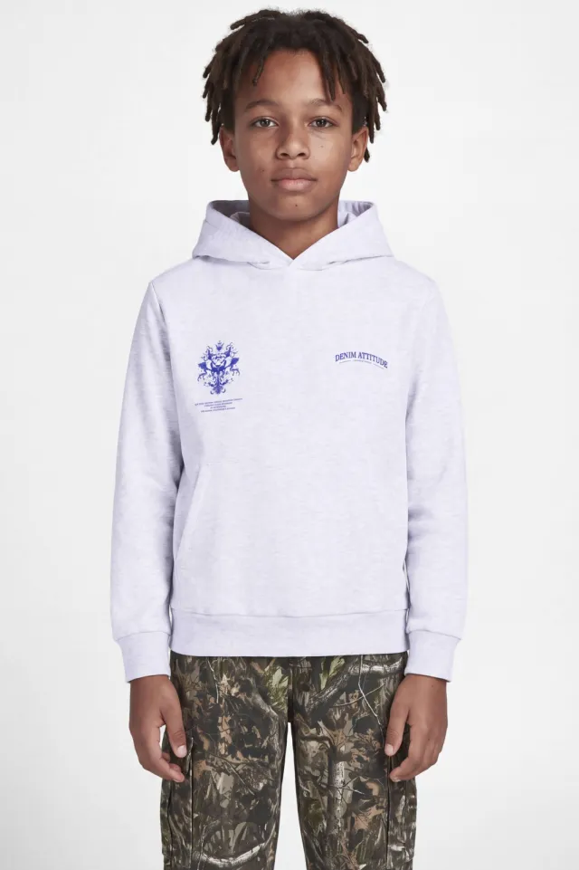 Jack & Jones JUNIOR hoodie met backprint - wit Wit melange