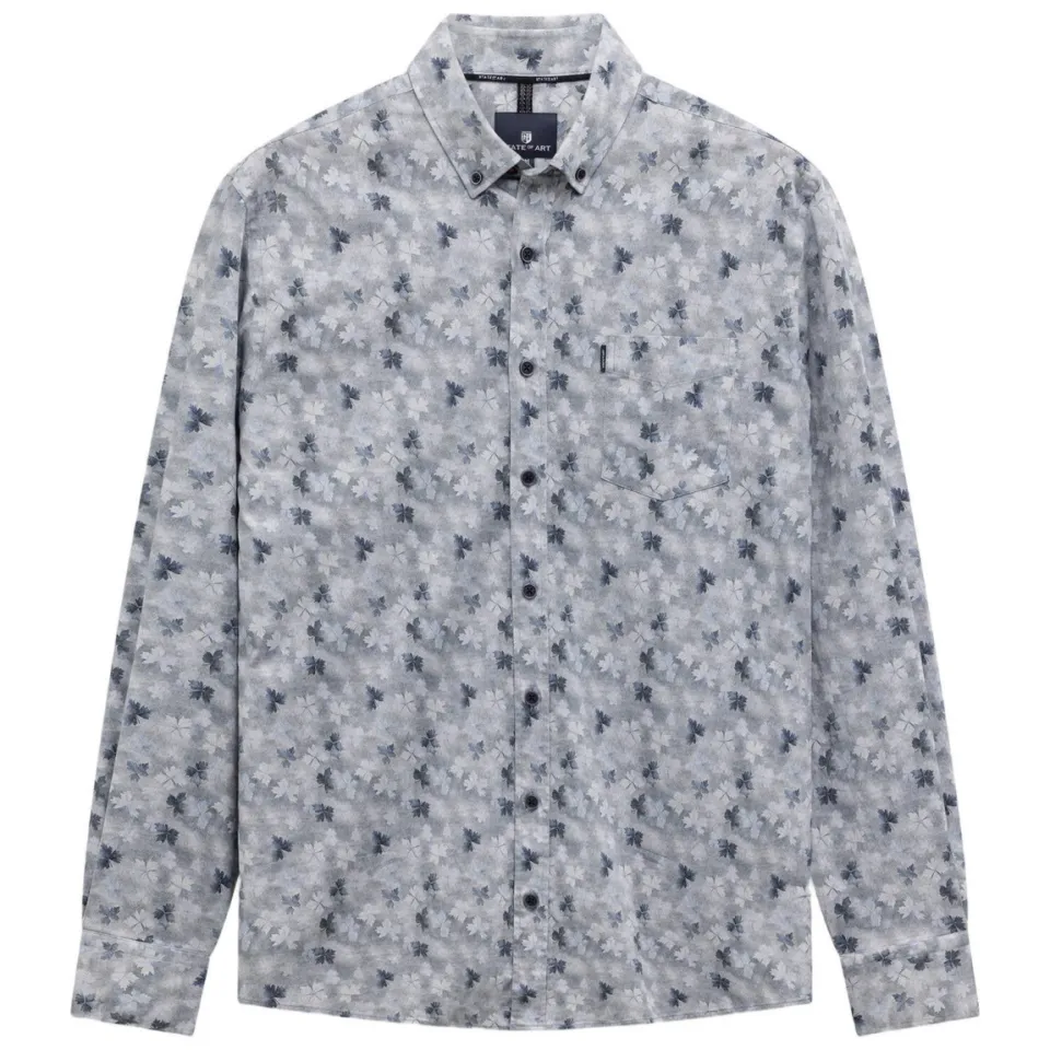 State Of Art regular fit casual overhemd met print - grijsblauw/midnight, foto 3