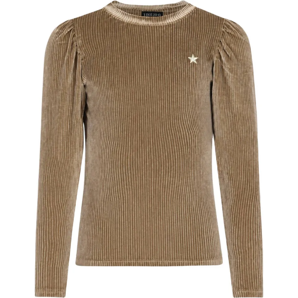 Like Flo fluwelen getailleerde longsleeve taupe, foto 2