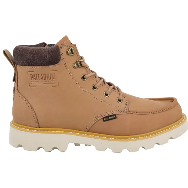 Palladium Trooperlite Grit Zip leren veterboots met profielzool - camel