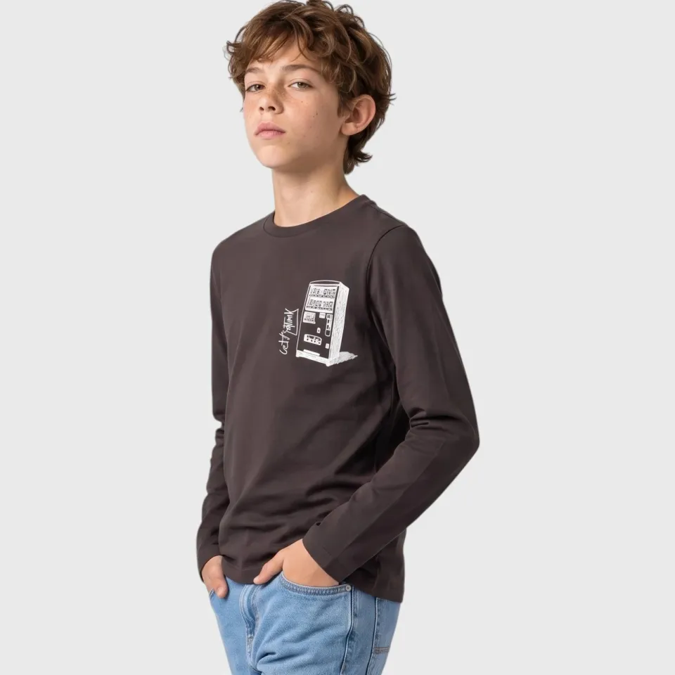 s.Oliver longsleeve met print donkerbruin