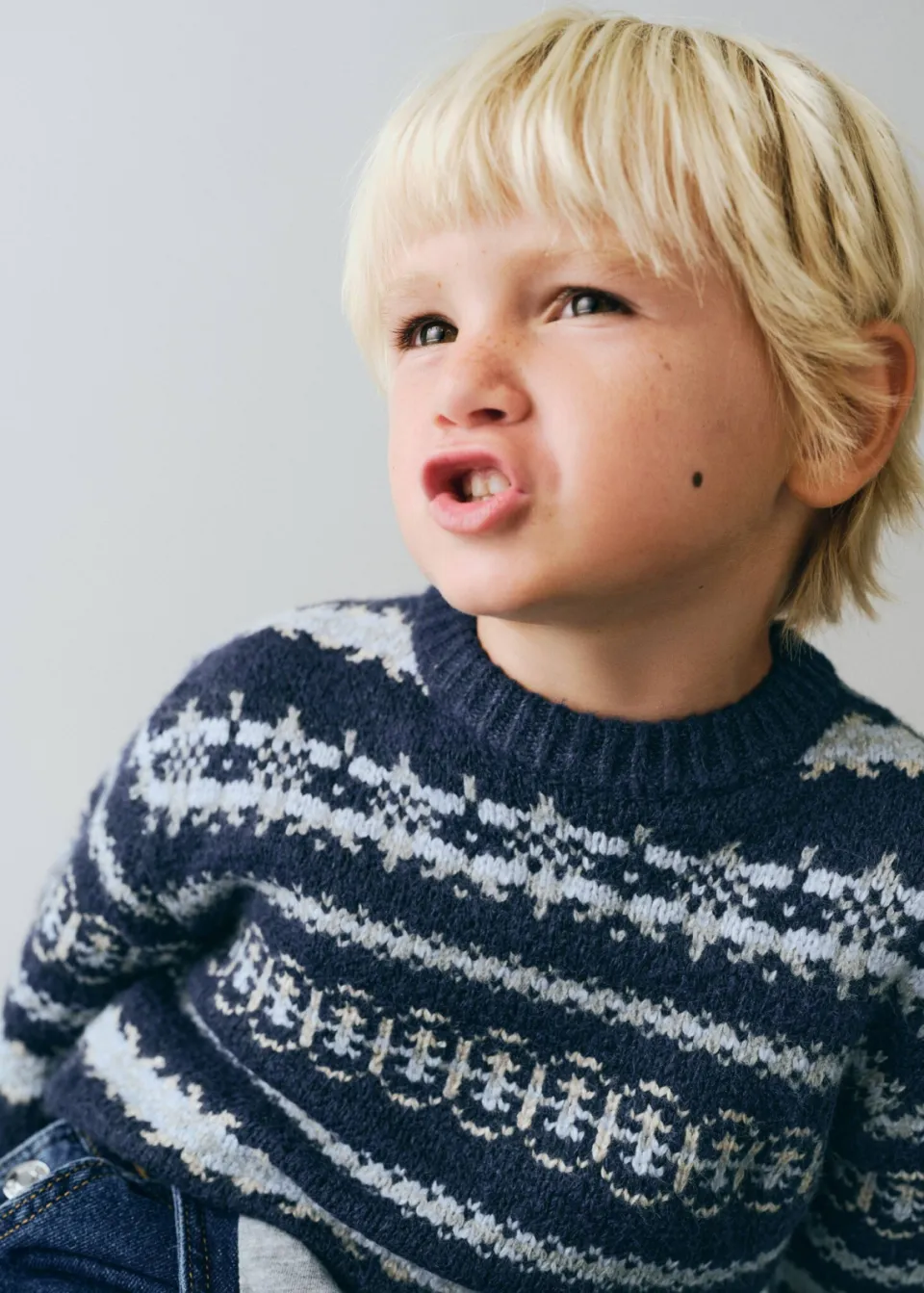 Mango Kids gebreide trui met print - middenblauw