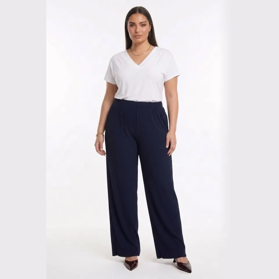 Yoek Pantalon loose PLISSÉ lange broek blauw