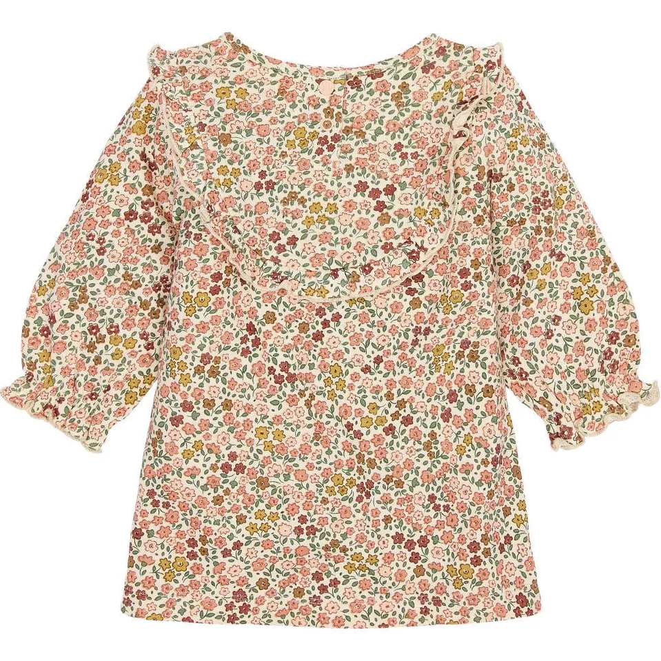 Little Dutch gebloemde jurk met ruches beige, foto 2
