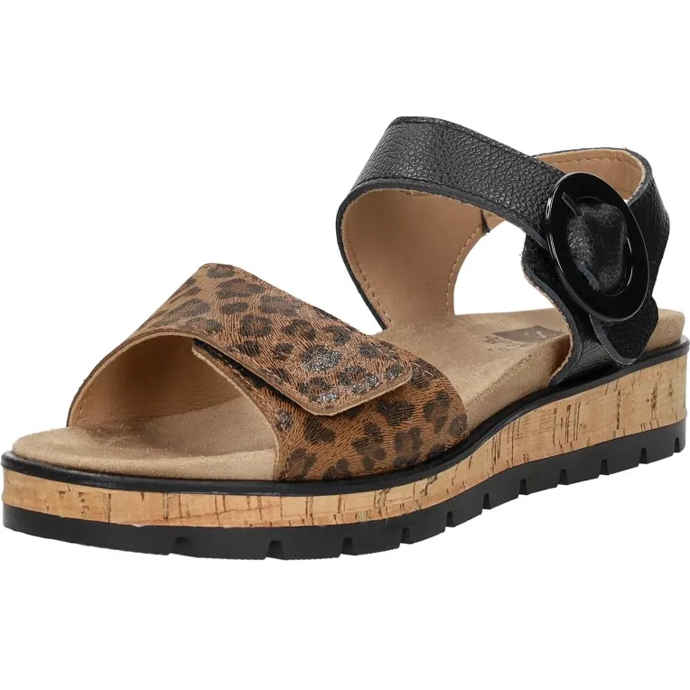 Sub55 Comfort Collection Mia 96 sandaal zwart met luipaardprint, foto 3