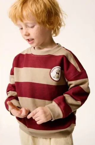 Mango Kids gestreepte sweater met borduursels - bruin/rood, foto 2