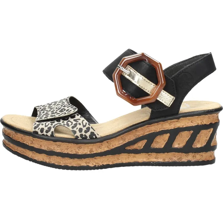 Rieker sandalen met sleehak zwart, foto 2
