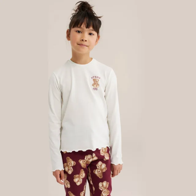 WE Fashion pyjama met print wit/rood