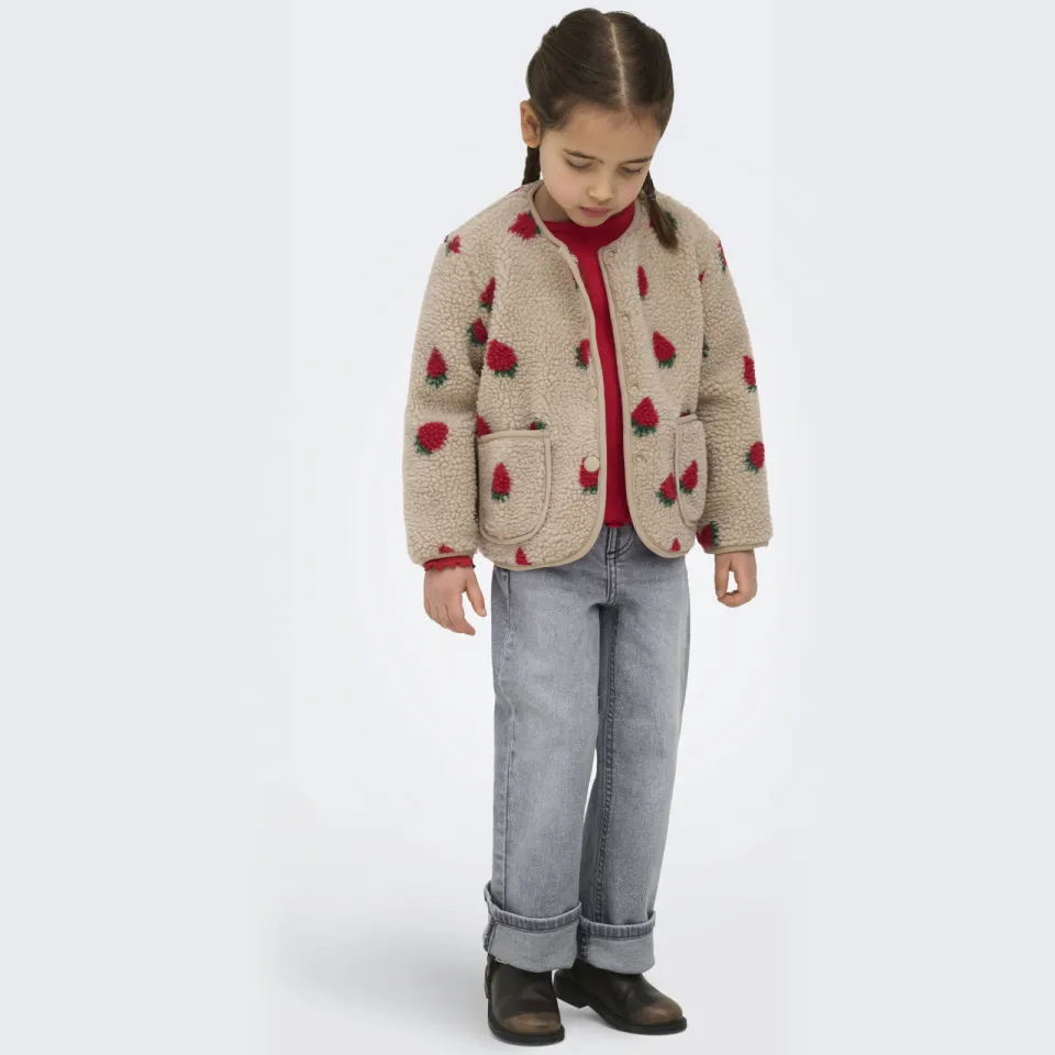 Only KIDS ONLY MINI teddy jas beige Beige/rood