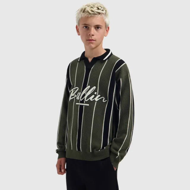 Ballin gestreepte sweater - olijfgroen/zwart Olijfgroen / zwart