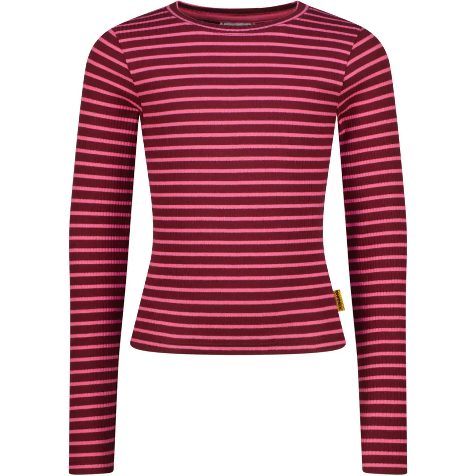 Vingino gestreepte longsleeve donkerrood/roze, foto 2