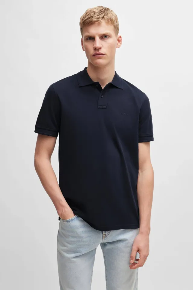 Boss regular fit polo Prime donkerblauw