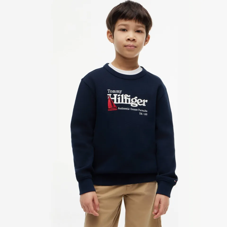 Tommy Hilfiger sweater met logo - donkerblauw, foto 3