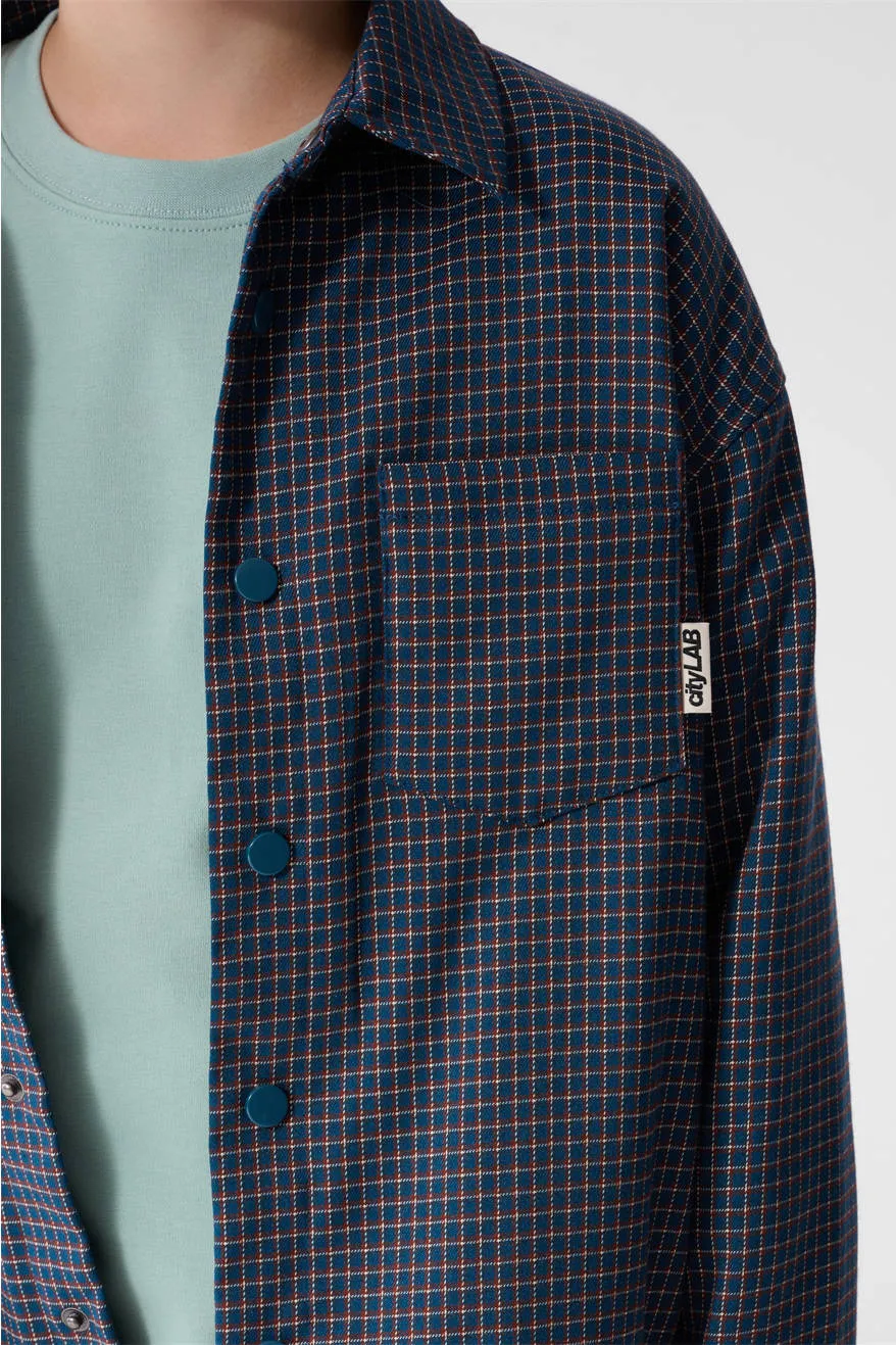 Shoeby loose fit geruit overshirt - donkerblauw/bordeaux, foto 7