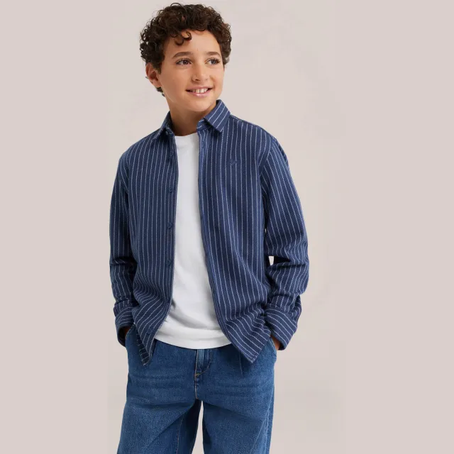 WE Fashion gestreept overhemd - donkerblauw, foto 2