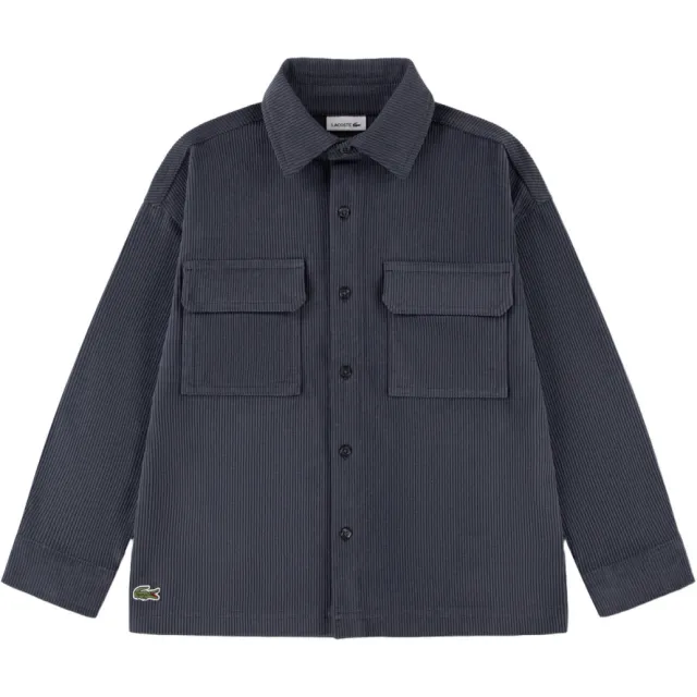 Lacoste corduroy overshirt met logo - antraciet