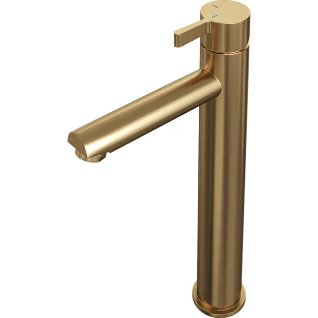Brauer Wastafelmengkraan Brauer Gold Edition Coldstart Opbouw Hoog Halfronde Hendel Geborsteld Goud PVD