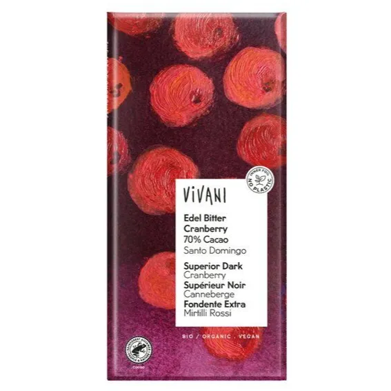Vivani Edel Bitter Cranberry 70% chocoladereep