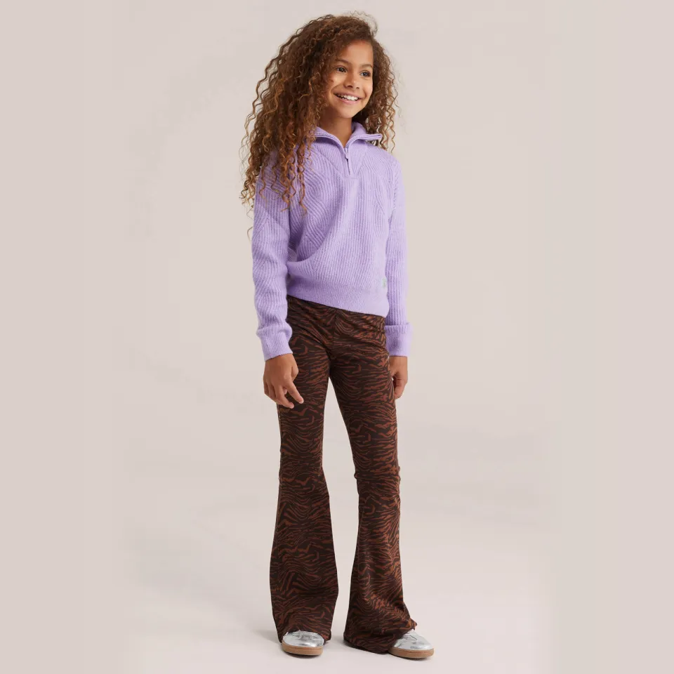WE Fashion flared leggings zwart/bruin (set van 2)