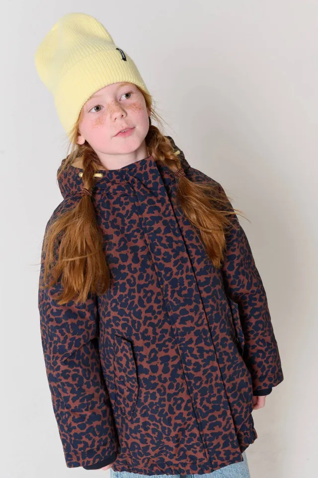 Tumble 'n Dry Louisiana winterjas met panterprint donkerbruin