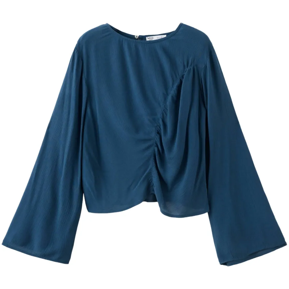 Mango rechtvallende blousetop donkerblauw, foto 2