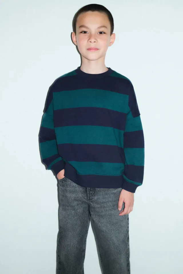 Mango Kids gestreepte sweater - donkergroen Donkergroen/donkerblauw