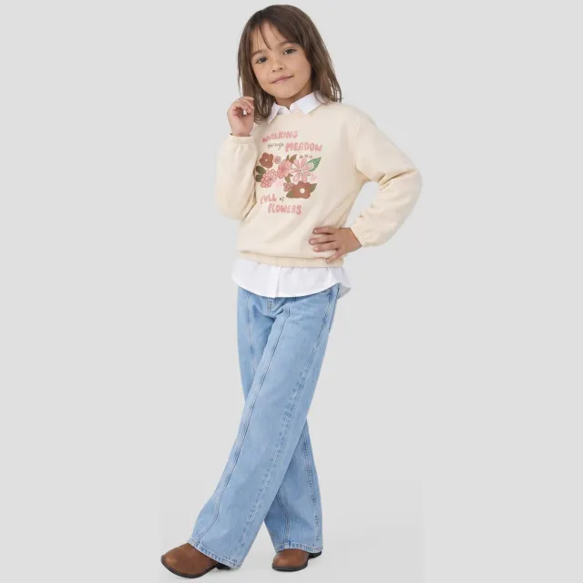 Orange Stars sweater met print - ecru