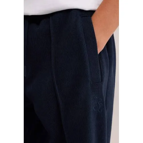 WE Fashion corduroy tapered joggingbroek donkerblauw, foto 4