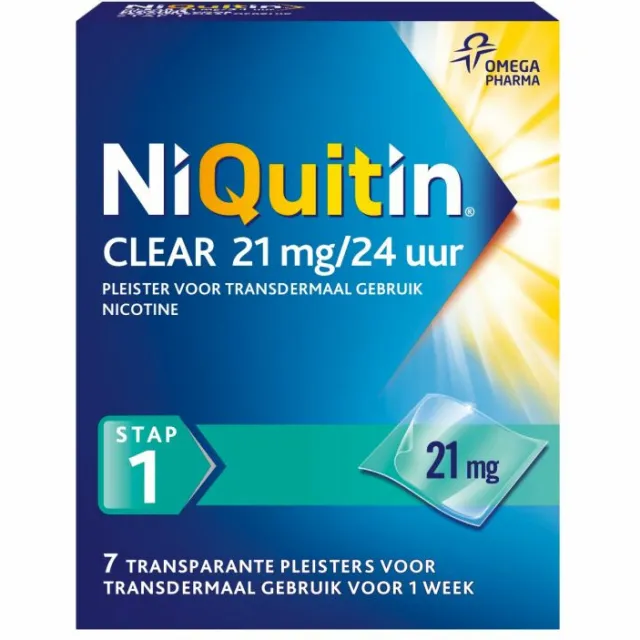 Niquitin Clear Nicotinepleisters 21 mg Stap 1 7 stuks