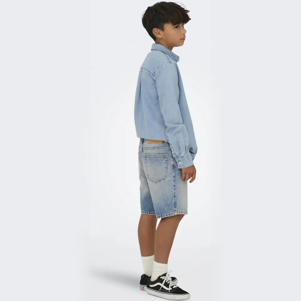 Only & Sons Junior straight regular jeansshort medium blue denim, foto 5