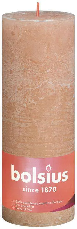Bolsius rustieke stompkaars misty pink 7x19 cm