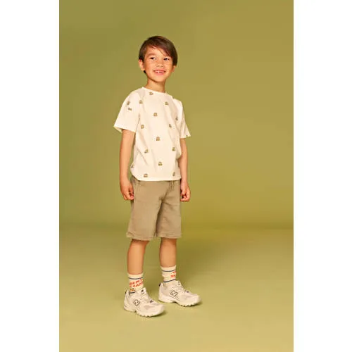 Stains&Stories T-shirt ecru met all-over print, foto 2