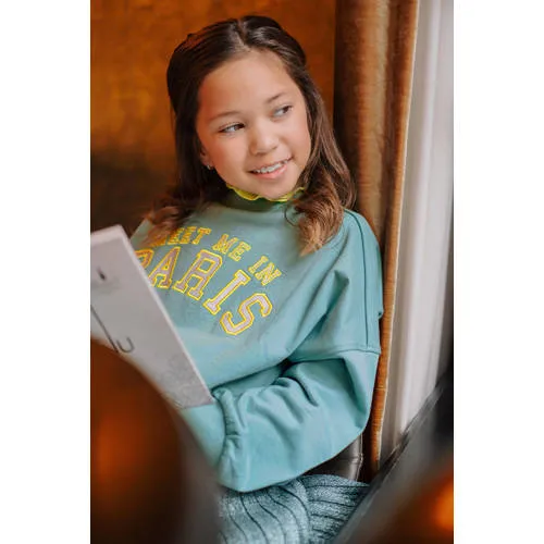 Like Flo oversized sweater met print - turquoise/geel, foto 3