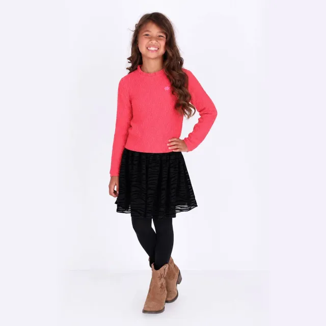 B.Nosy Tilsa longsleeve met ruches koraalrood