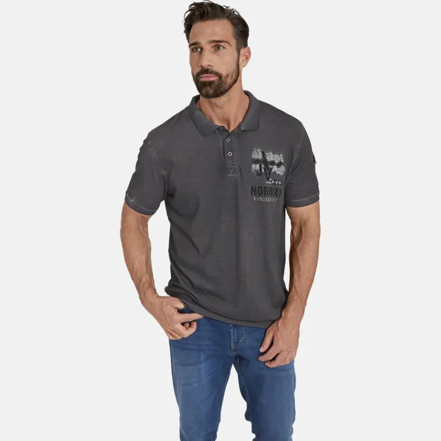 Jan Vanderstorm +FIT Collectie regular fit polo ALSING Plus donkergrijs