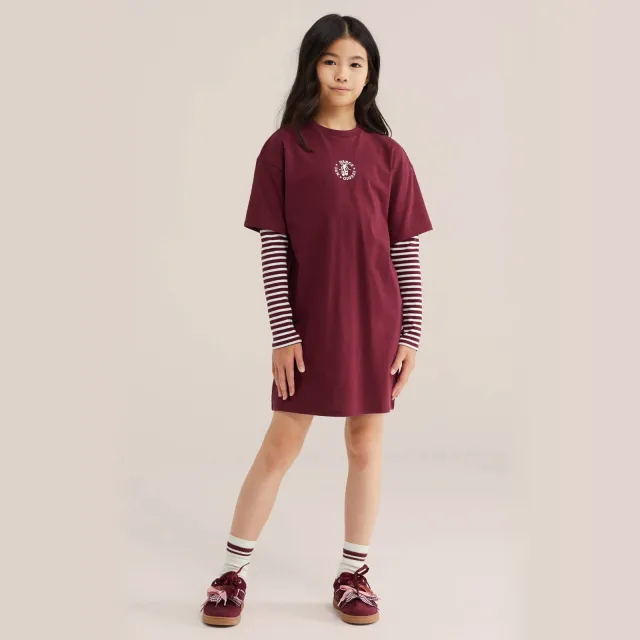 WE Fashion T-shirtjurk donkerrood