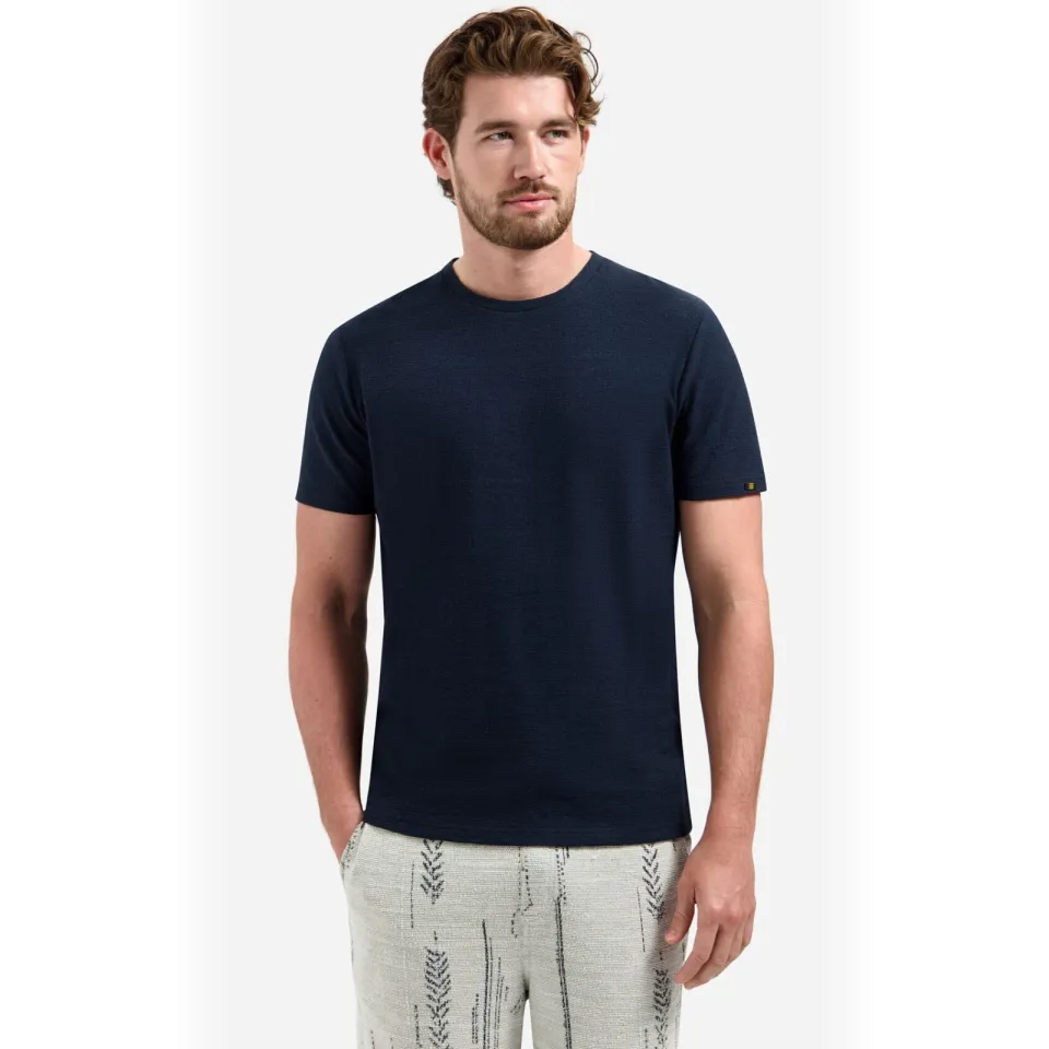 No Excess T-Shirt Crewneck Solid Jacquard Night Navy, foto 2