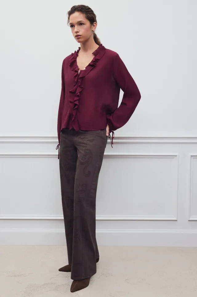 Mango TEEN blouse met ruches - paars