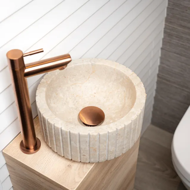 Loutro Waskom Loutro Jadya Mini Rond 25x25x12 cm Marmer Loutro Crème