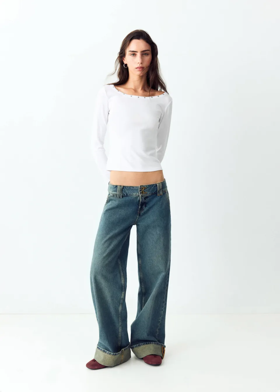 Mango Teen longsleeve met studs wit