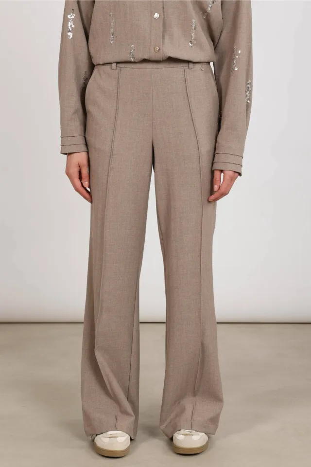 NUKUS wide leg broek - beige