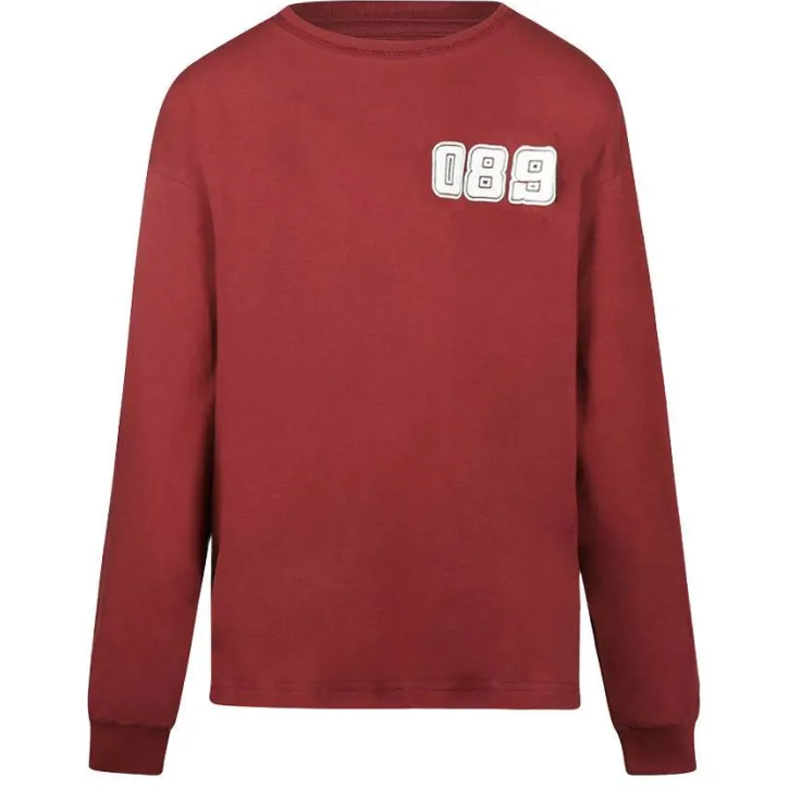 No Way Monday rechtvallende longsleeve met backprint rood, foto 2