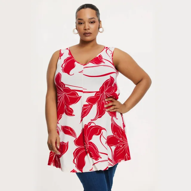 Yoek top rood Rood/ecru