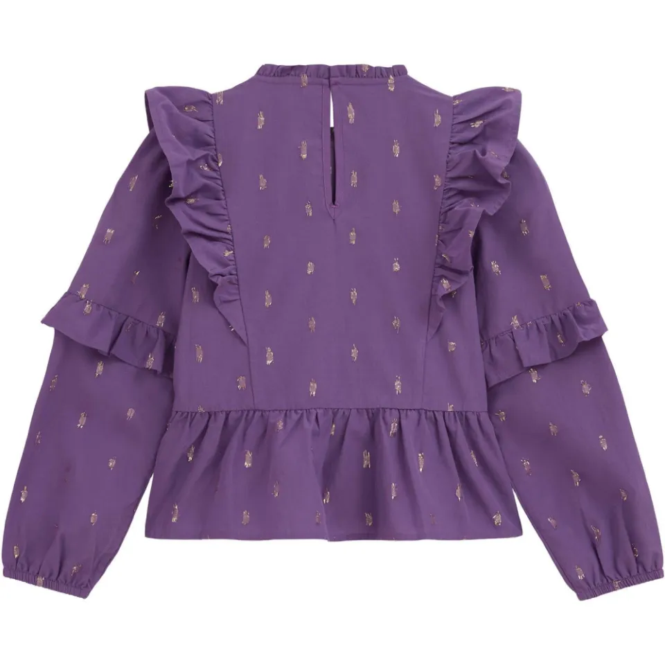 WE Fashion blousetop met ruches en print paars, foto 4