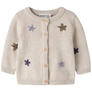 NAME IT BABY katoenen rechtvallend gebreid vest met borduursels - ecru