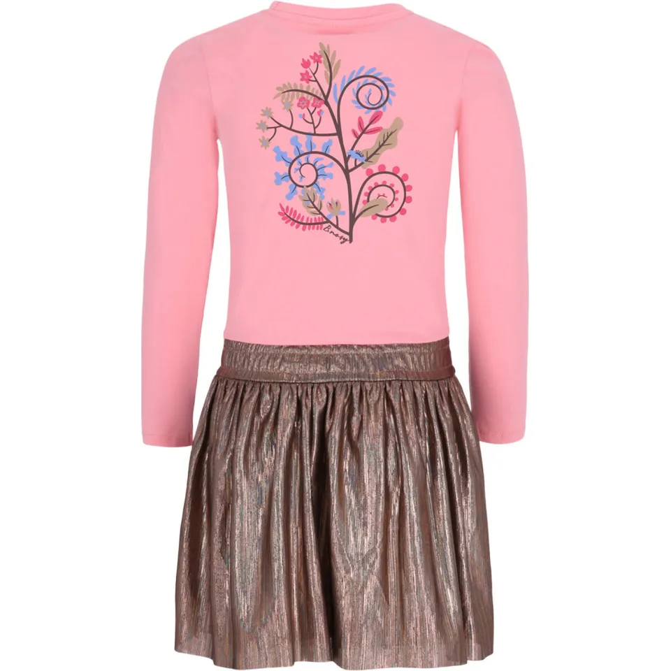 B.Nosy Daisy midi jurk met glitters en backprint roze goud, foto 2