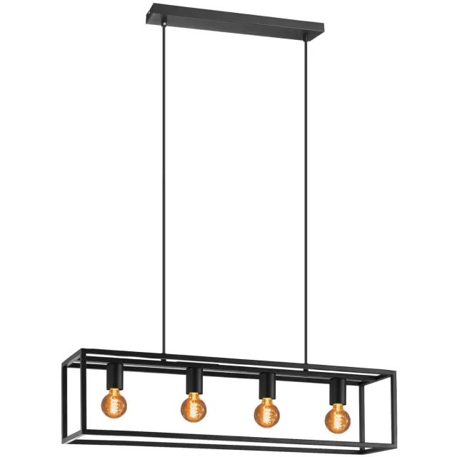 EGLO Eldrick Hanglamp - 4xE27 - 85 cm - industrieel - Staal - Zwart Zwart;