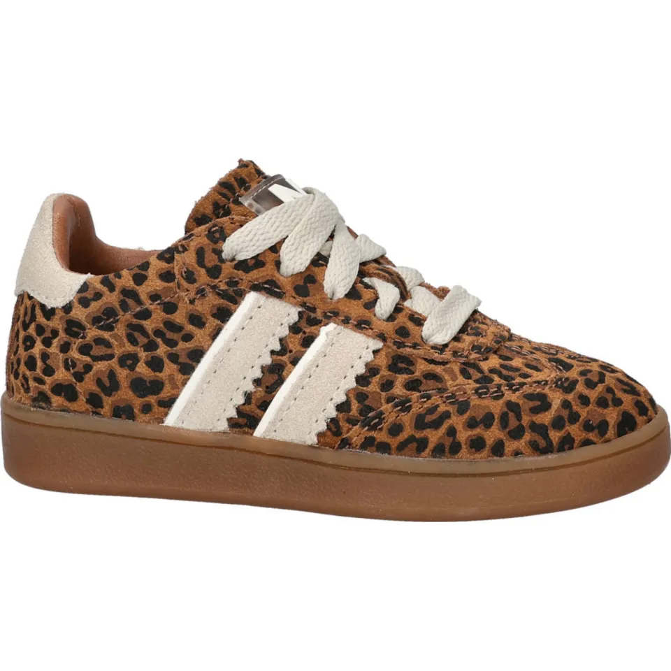 Nelson Kids suède sneakers met panterprint cognac, foto 6
